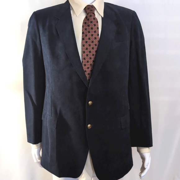 Men's Genuine Suede New Fashion Hong Kong Custom Navy Jacket Coat Blazer Sze 42R - Picture 1 of 7